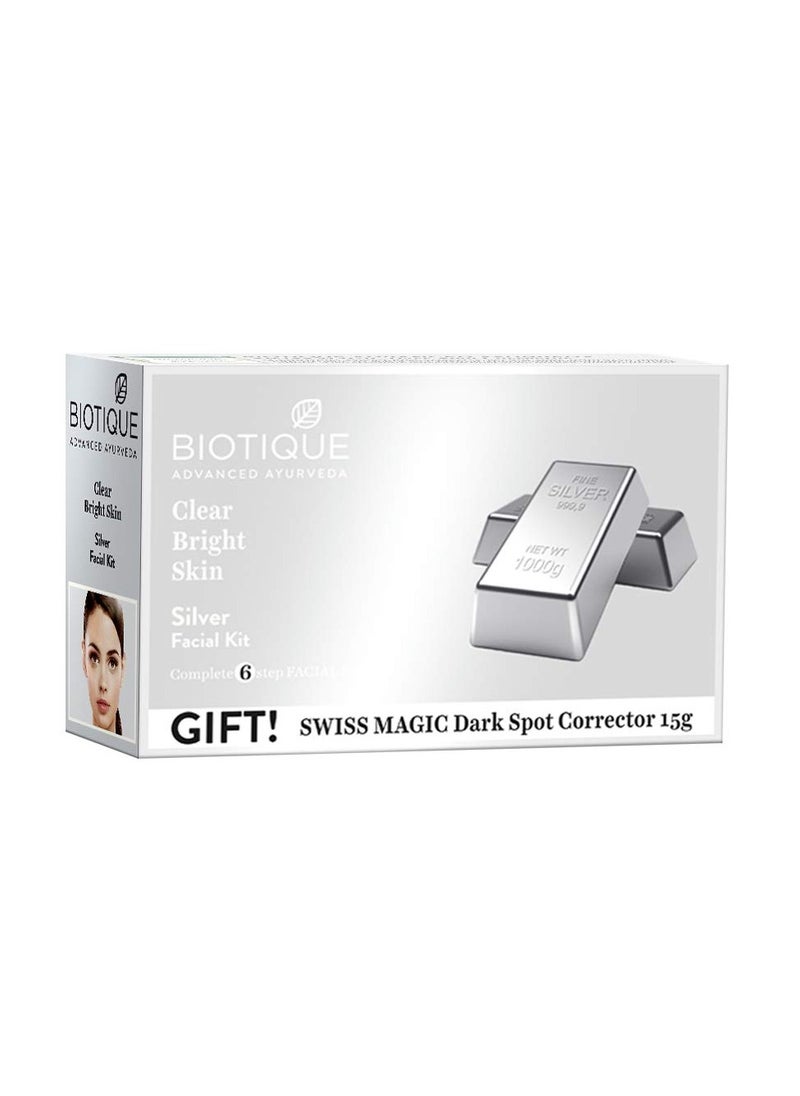 Biotique Clear Bright Skin Silver Facial Kit, 65g