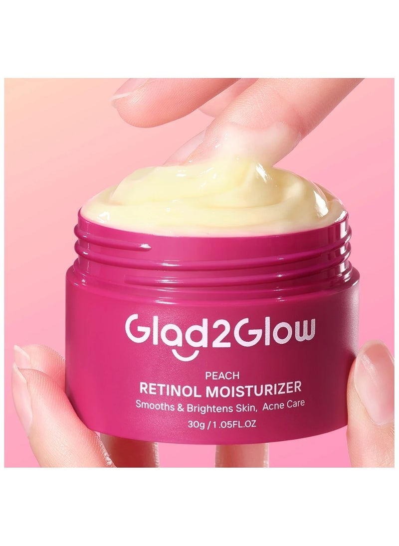 Glad2Glow Complete Set: Retinol Day and Night Moisturizer 30g with Pomegranate Niacinamide Brightening Serum 17ml - Anti-Aging and Skin Brightening