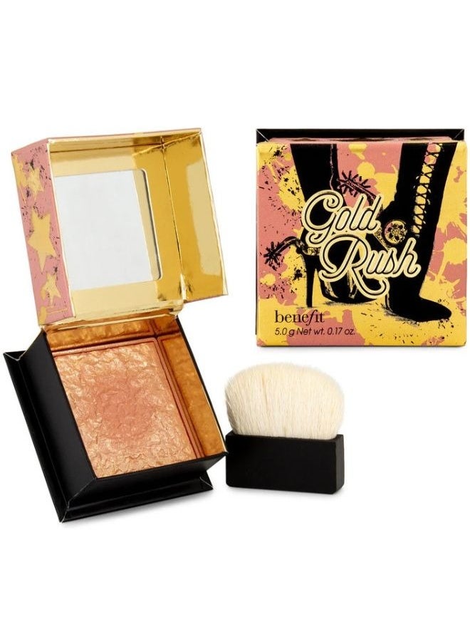 Benefit Mini Gold Rush Blush – Warm Golden-Nectar Powder Blush with Subtle Shimmer for a Radiant Glow, Compact Travel-Friendly Size (2.5g)