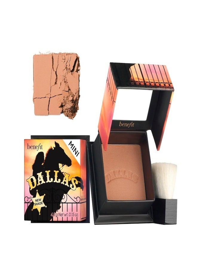 Benefit Mini Dallas Dusty Rose Face Powder Blush – Warm Rosy-Bronze Blush and Bronzer for a Natural Glow, Travel Size