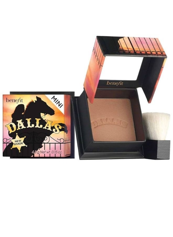 Benefit Mini Dallas Dusty Rose Face Powder Blush – Warm Rosy-Bronze Blush and Bronzer for a Natural Glow, Travel Size