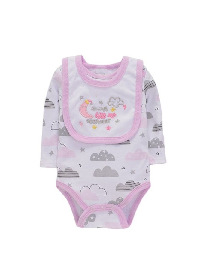 Bambimici Cloud Print Long Sleeve Bodysuit with Pyjama - Purple