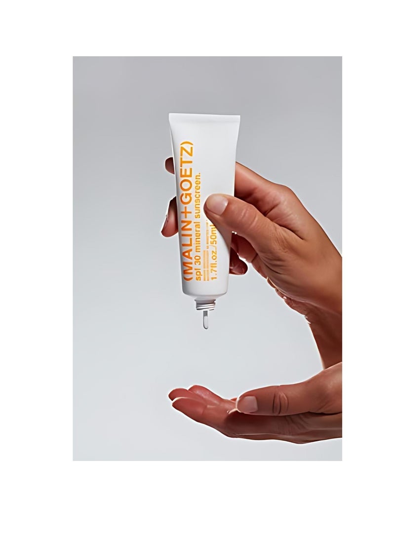 Malin + Goetz SPF 30 Mineral Sunscreen, 1.7 fl. oz. – Hydrating Mineral Sunscreen for Anti-Aging, Sunscreen Moisturizer, Sunscreen for Face & Body, Lightweight Lotion with SPF