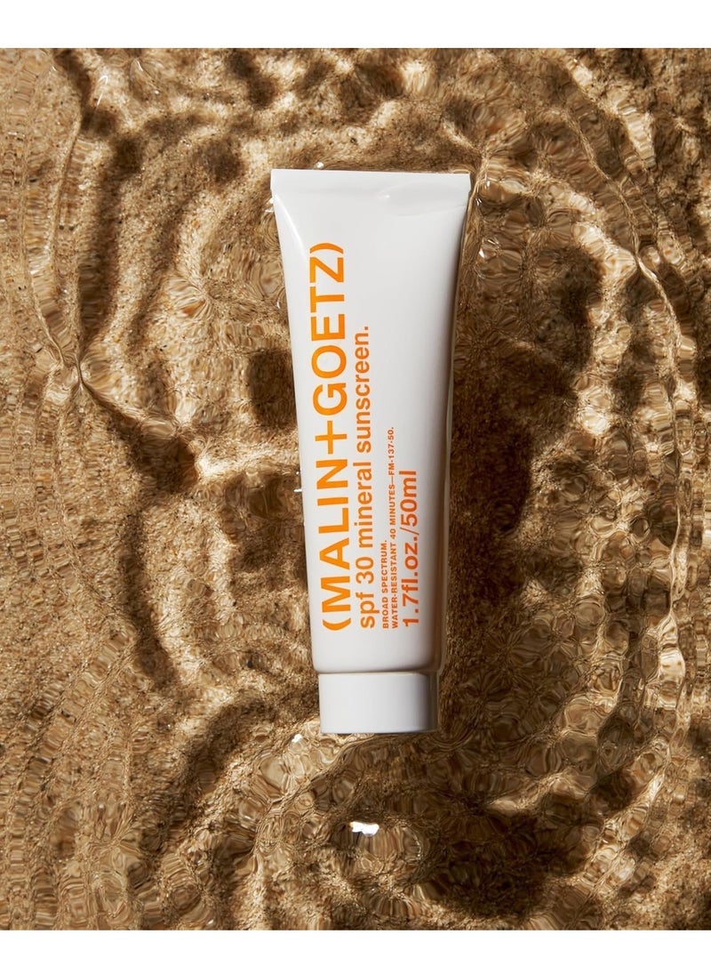Malin + Goetz SPF 30 Mineral Sunscreen, 1.7 fl. oz. – Hydrating Mineral Sunscreen for Anti-Aging, Sunscreen Moisturizer, Sunscreen for Face & Body, Lightweight Lotion with SPF