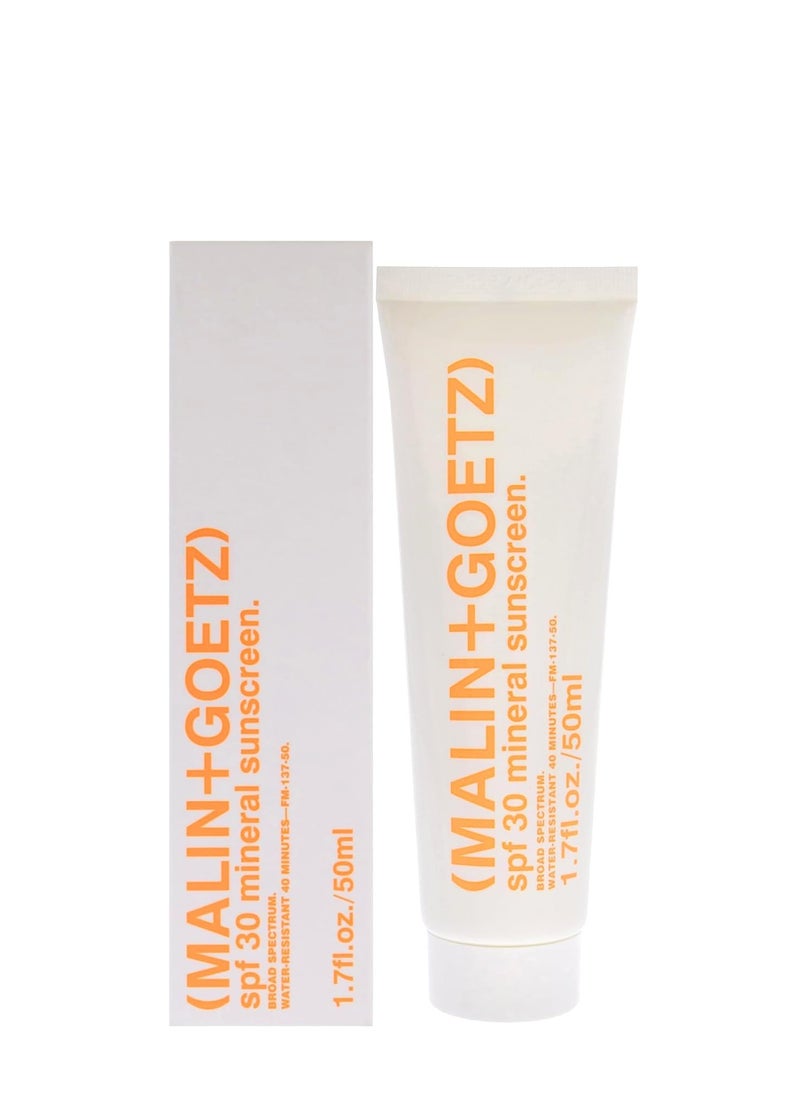 Malin + Goetz SPF 30 Mineral Sunscreen, 1.7 fl. oz. – Hydrating Mineral Sunscreen for Anti-Aging, Sunscreen Moisturizer, Sunscreen for Face & Body, Lightweight Lotion with SPF