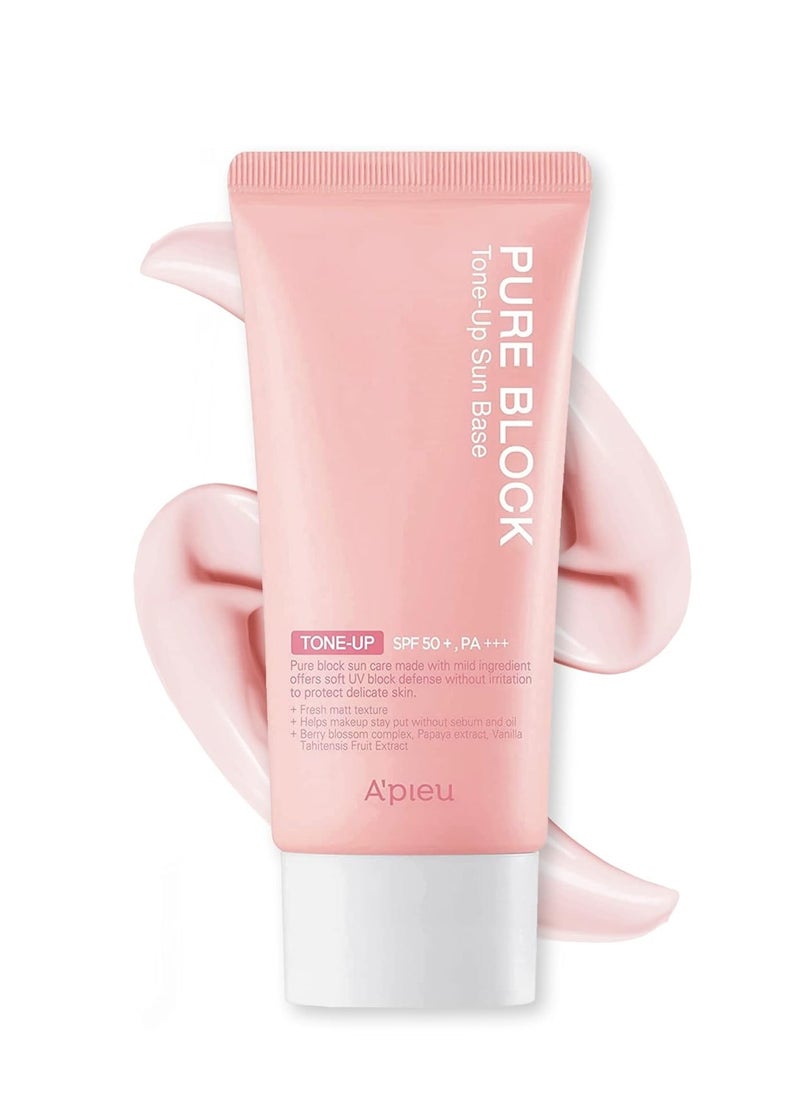 A'PIEU Pure Block Tone Up Sunscreen Base SPF50+/PA+++ 50ml | Tone-Up Reef Safe Korean Sunscreen for Makeup Base