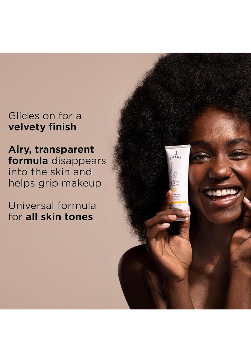 IMAGE Skincare, PREVENTION+ Clear Solar Gel SPF 30 Sunscreen, Broad Spectrum, Transparent Weightless Finish and No White Cast, Perfect Travel Size, 1.5 oz