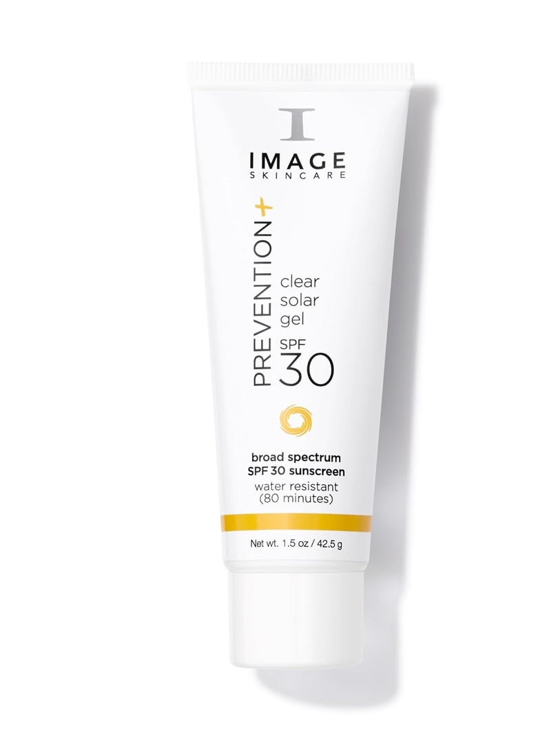 IMAGE Skincare, PREVENTION+ Clear Solar Gel SPF 30 Sunscreen, Broad Spectrum, Transparent Weightless Finish and No White Cast, Perfect Travel Size, 1.5 oz