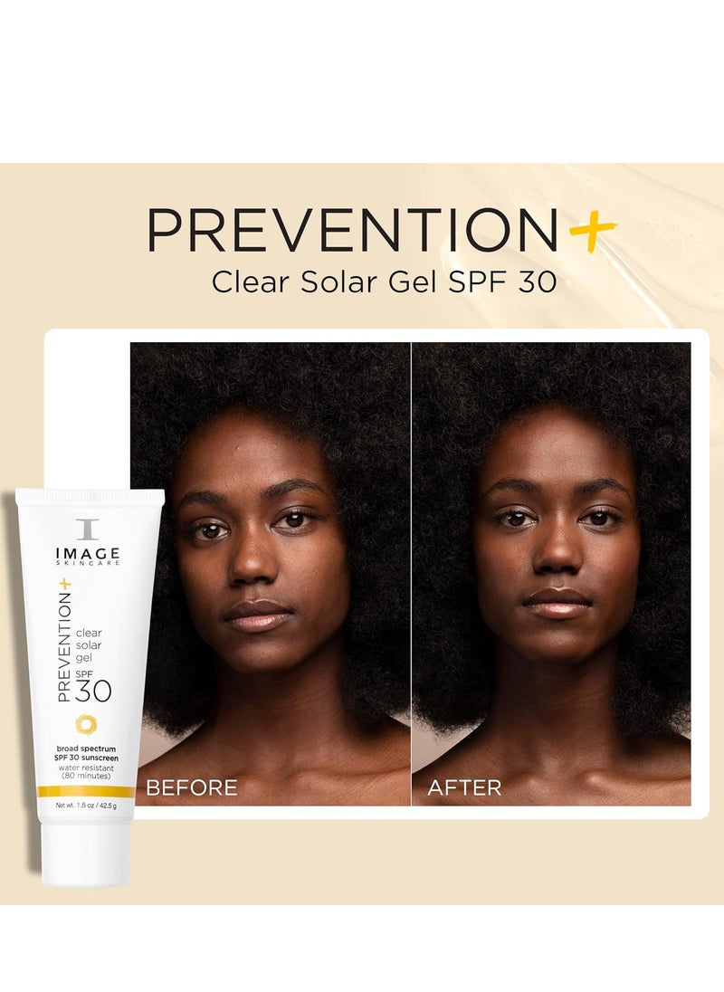 IMAGE Skincare, PREVENTION+ Clear Solar Gel SPF 30 Sunscreen, Broad Spectrum, Transparent Weightless Finish and No White Cast, Perfect Travel Size, 1.5 oz