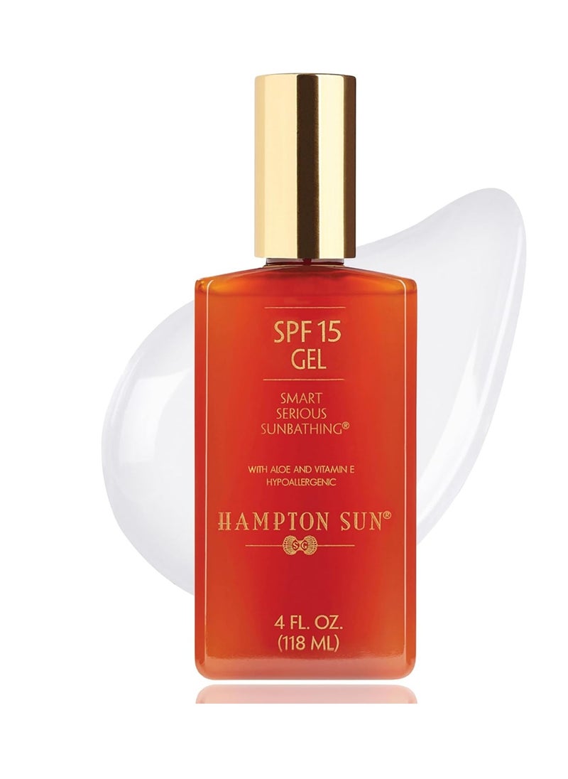 Hampton Sun SPF 15 Classic Sun Gel Ultra-Hydrating Luxury Sunscreen Gel Anti-Aging Antioxidant Blend of Jojoba Oil, Vitamin E + Aloe Vera Silky, Lightweight Finish Broad Spectrum UVA/UVB