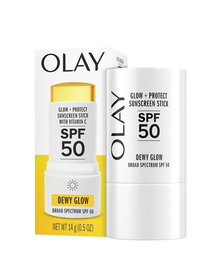 Olay Glow & Protect SPF 50 Face Sunscreen Stick, Fragrance Free, 0.5 OZ (14 G), Dewy Finish Sunscreen Stick with SPF 50 Broad Spectrum Sunblock for All Skin Types