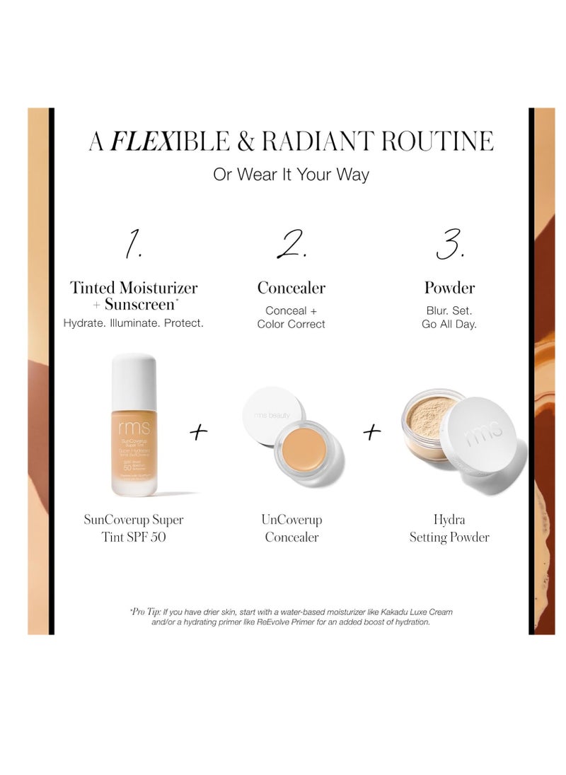 RMS Beauty SunCoverup Super Tint Broad Spectrum SPF 50 Sunscreen - Skin Tint Non Nano Zinc Oxide Mineral Sunscreen, Glowy Tinted Moisturizer with SPF
