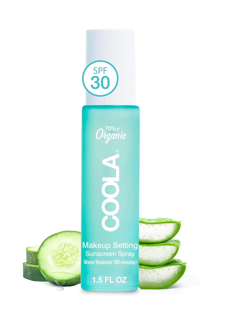 COOLA Organic Makeup Setting Spray with SPF 30, Hydrating Makeup Protection & Sunscreen made with Cucumber & Aloe Vera, Dermatologist Tested, Alcohol Free, 1.5 Fl Oz