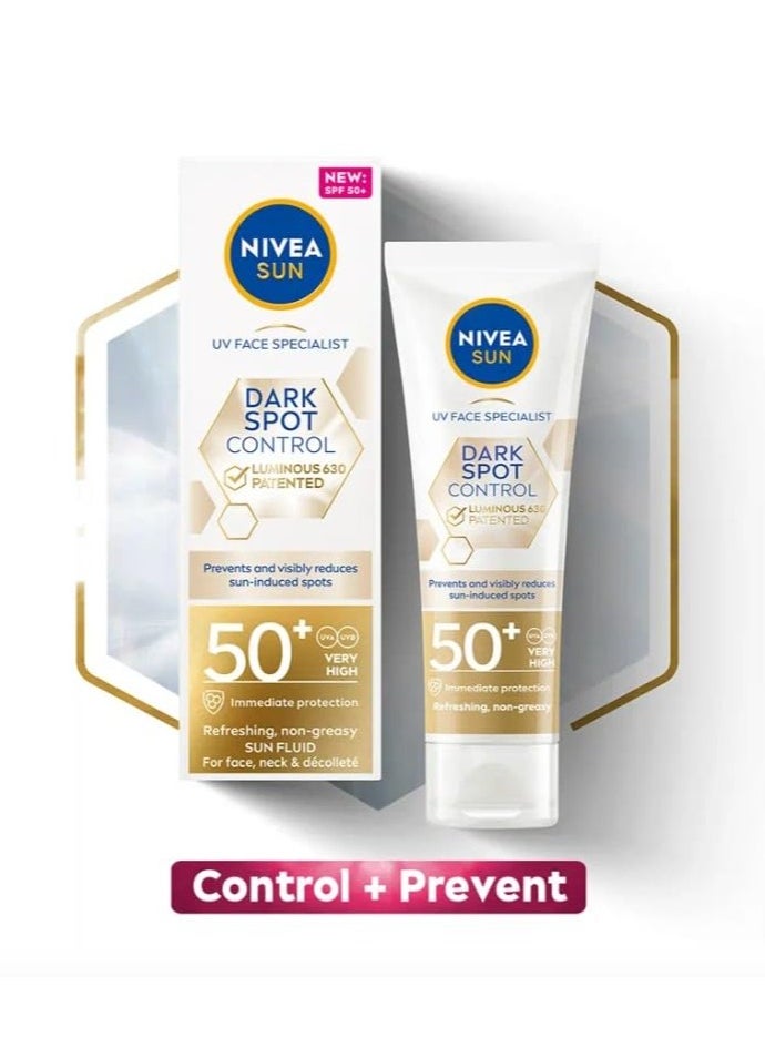 NIVEA Sun UV Facial Specialist Dark Spot Control Cream SPF 50+ Luminous630, 40ml, Pack of 1