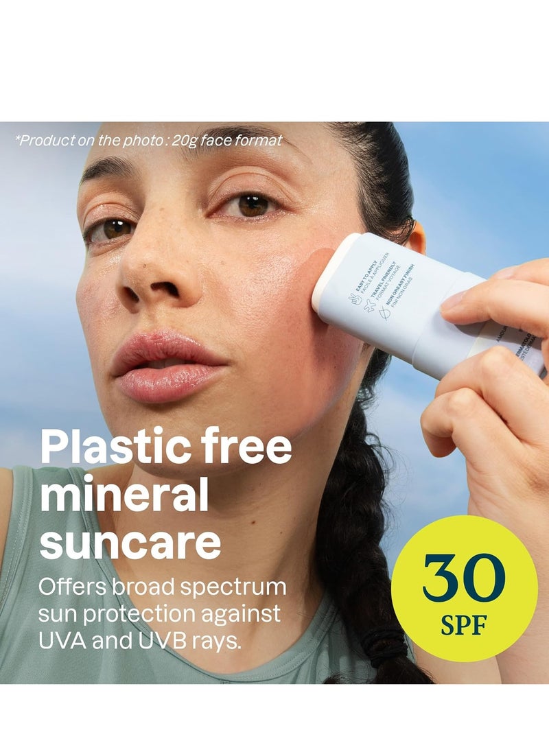 ATTITUDE Mineral Sunscreen Face Stick for Sensitive Skin, SPF 30, EWG Verified, Plastic-Free, Broad Spectrum UVA/UVB Protection with Zinc Oxide, Dermatologically Tested, Vegan, Unscented, 0.7 Ounce