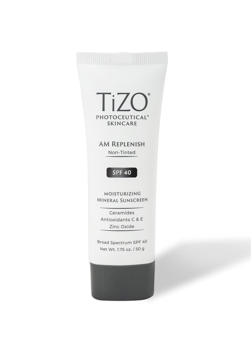 TIZO Photoceuticals Am Replenish Non-tinted Facial Mineral Sunscreen SPF 40, 1.75 oz