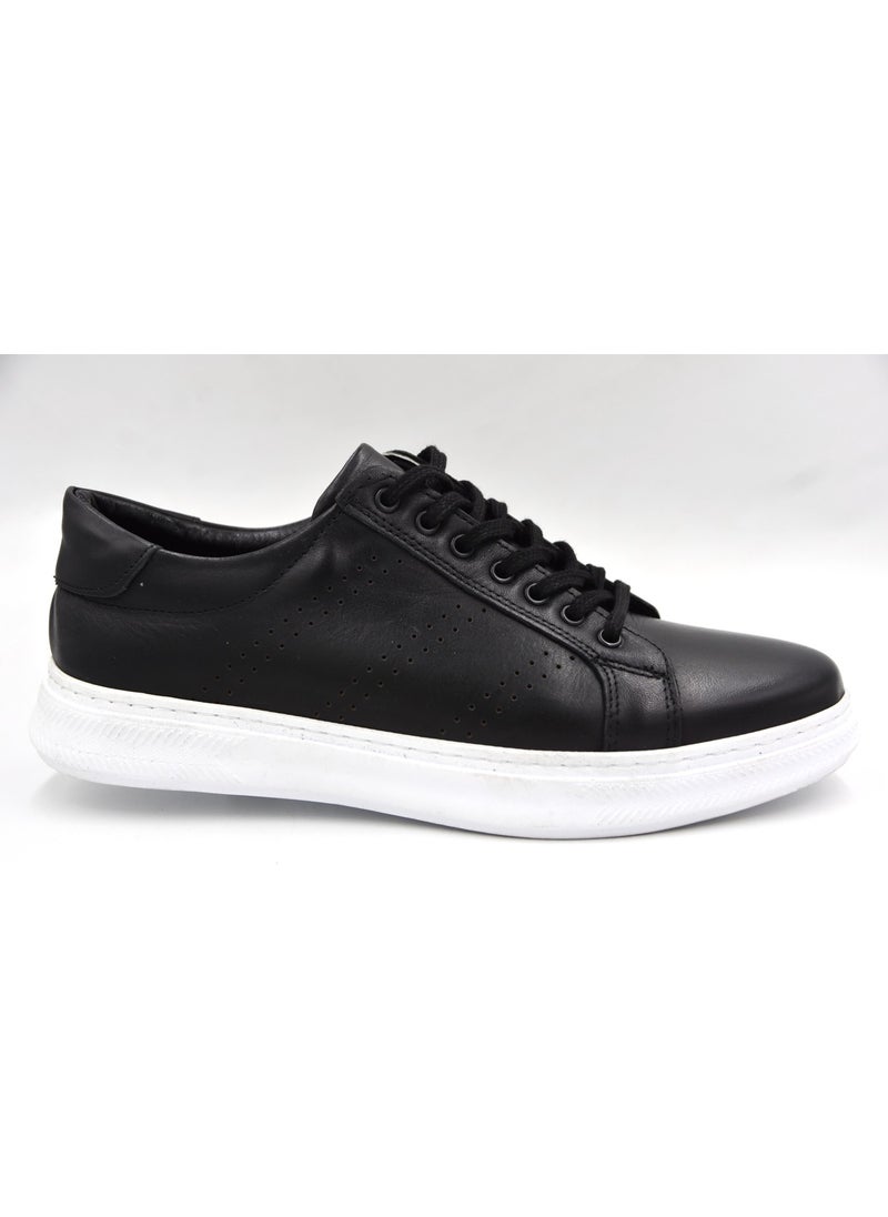 (Zio Moda) Genuine Leather Poly Light Sole Lace-Up Casual Men's Shoes Black