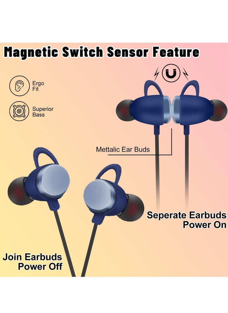 Wireless Neckband Earphone 260mah Blue