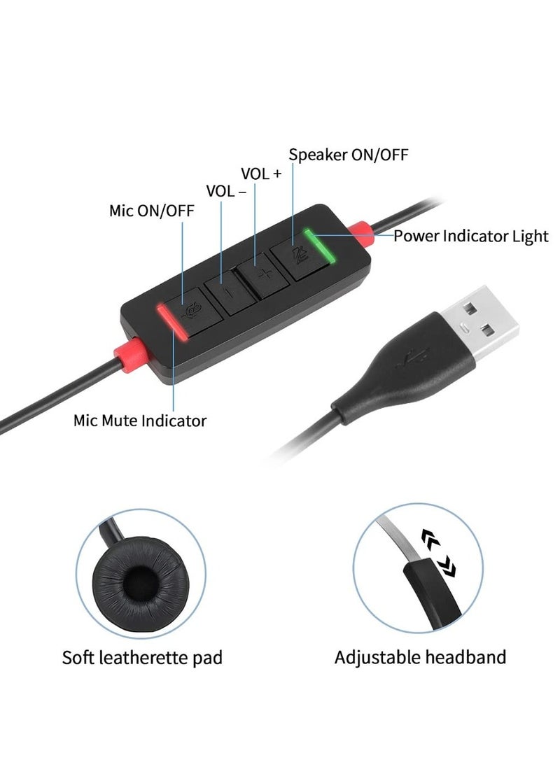 USB Headset with Microphone - Noise Cancelling Mic, PC Laptop Computer Headphone for Home Office, Online Class Skype Zoom