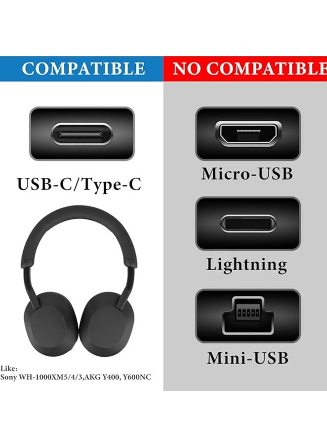 USB Headphones Short Charger Cable, Compatible with Sony WH-1000XM5 WH-1000XM4 WH-ULT900N WH-XB920N WH-XB910N WH-CH720N Charger, USB-C to USB-C Replacement Power Charging Cord (1ft/30cm)