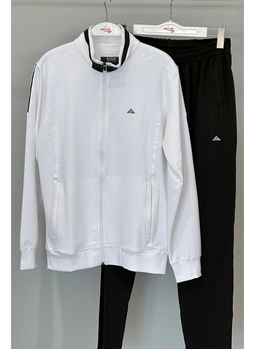 Men's Lycra Cotton Tracksuit 3715 White