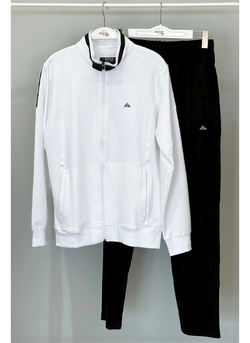 Men's Lycra Cotton Tracksuit 3715 White