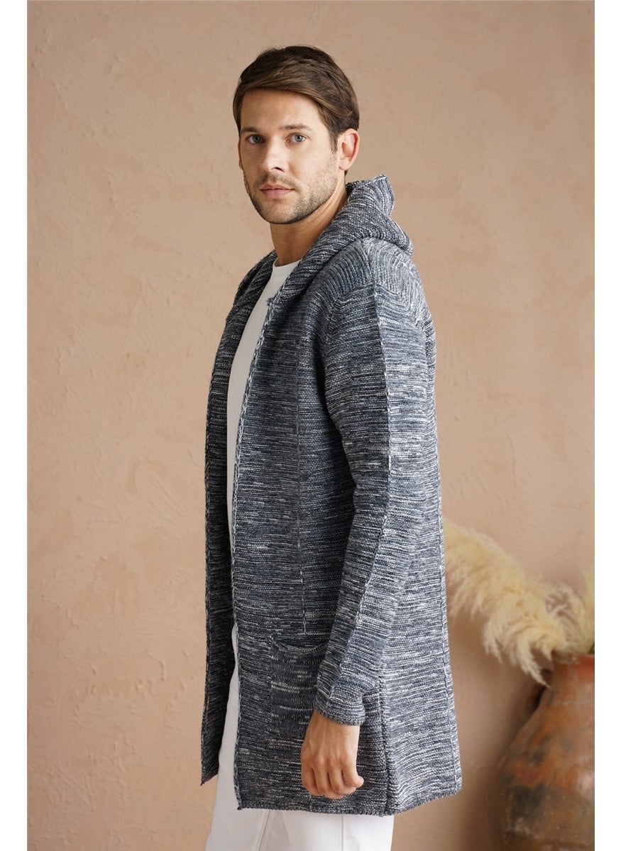 Cool Style Men's Gray Mix Hooded Knitwear CARDIGAN-HRK7721R02S