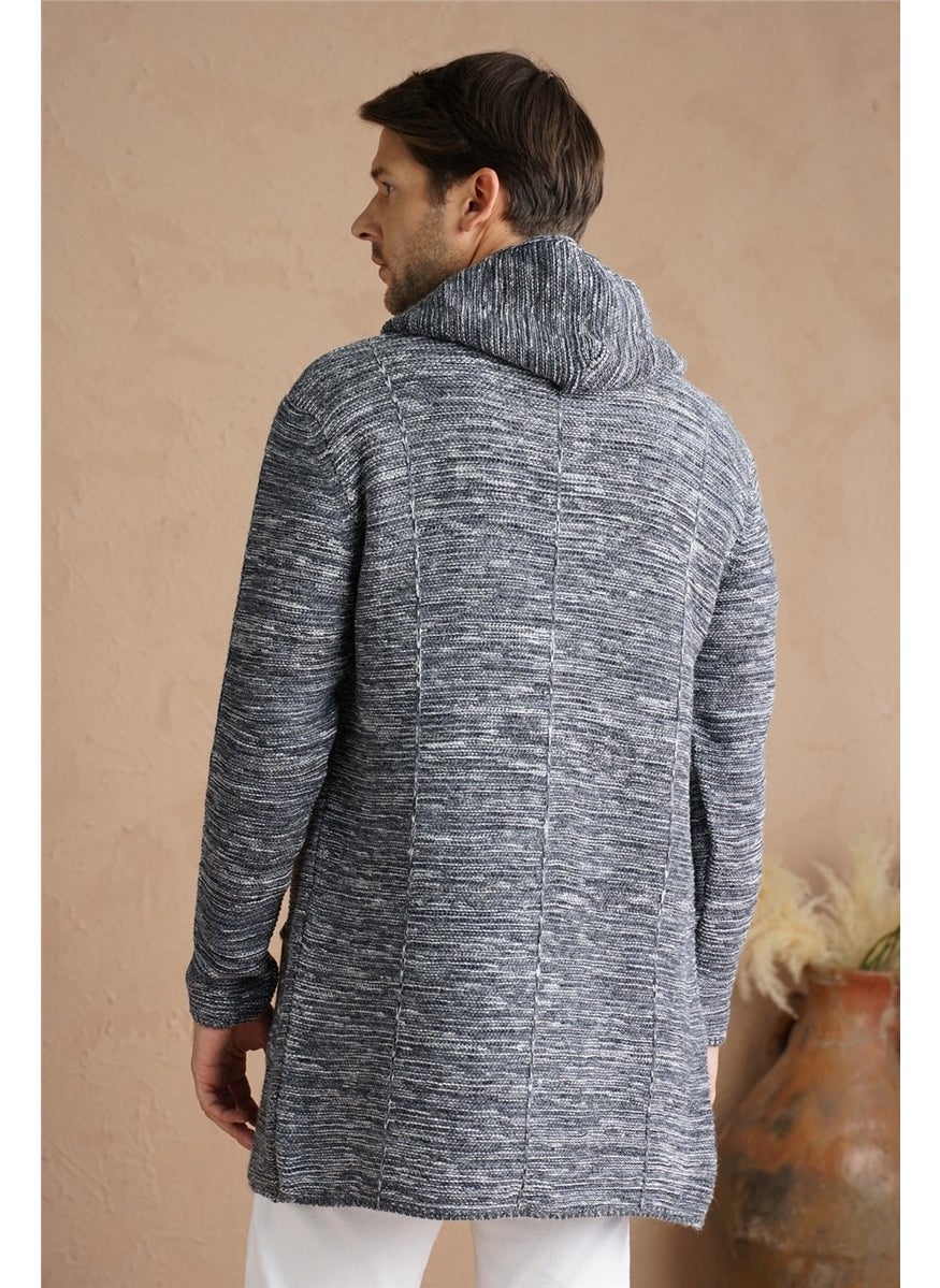 Cool Style Men's Gray Mix Hooded Knitwear CARDIGAN-HRK7721R02S