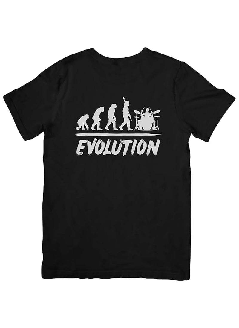 Funny Evolution Drummer T-Shirt,100% Cotton, Unique Gift for Musician, Music Teacher, Player, Friend, Colleague, Man, Woman, Student