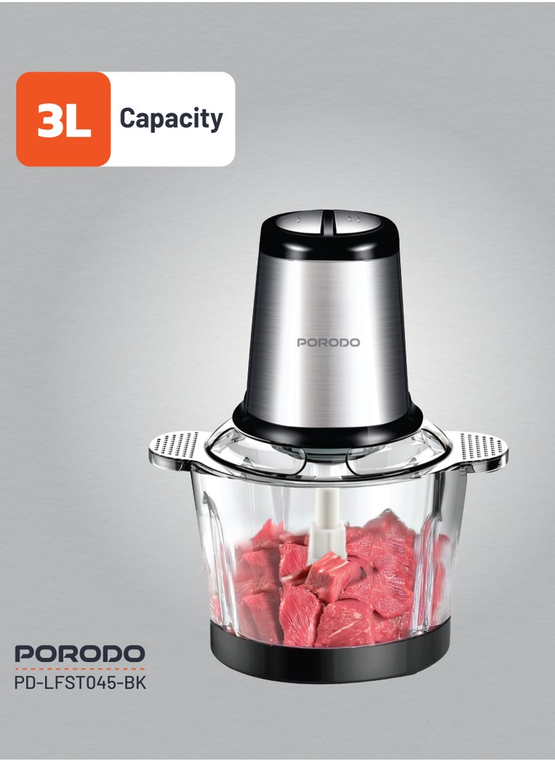 3L Multifunctional Chopper 400W / Meat Chopper / Food Processor / Shreds/Slices/Kneads/ Grinds/ Garlic Peeler - Black