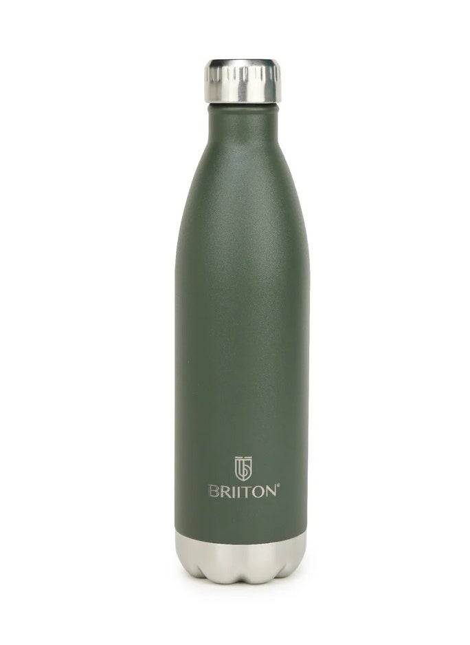 Nue Cola 750ml Green Stainless Steel Water Bottle | Copper Coated Vacuum Insulation | Food Grade Stainless Steel | Powder Coated | Secure Grip | Leakproof Flask | Hot & Cold Thermos Aqua Hydra