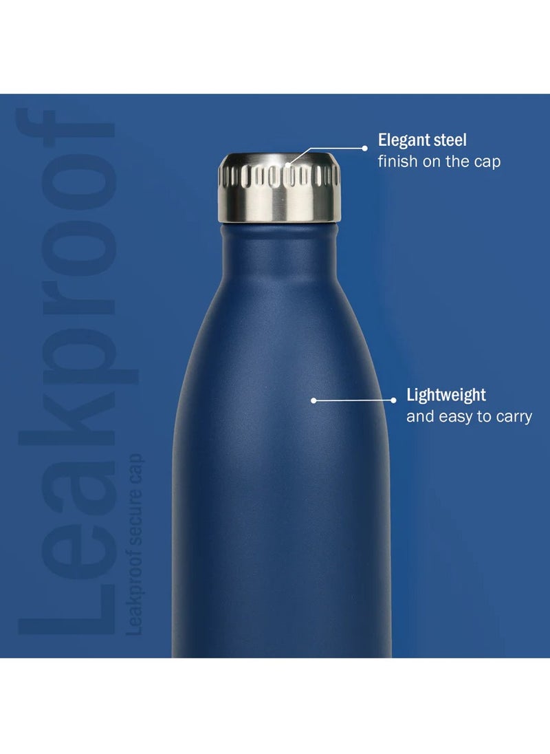 Nue Cola 1000ml Blue Stainless Steel Water Bottle | Copper Coated Vacuum Insulation | Food Grade Stainless Steel | Powder Coated | Secure Grip | Leakproof Flask | Hot & Cold Thermos Aqua Hydra