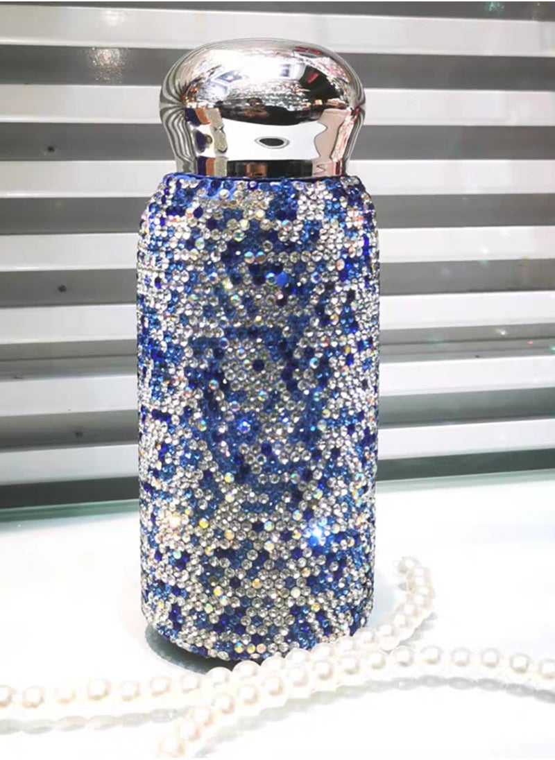 260ML Stainless Steel Blue Rhinestone Insulated Cup