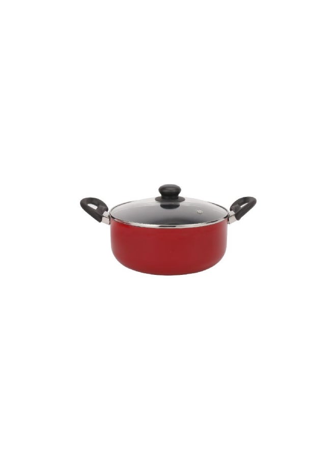 Royalford 7-Piece Non-Stick Press Aluminum Cookware Set Red 24-16-24cm