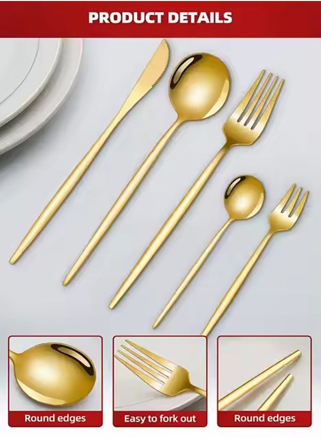 Stainless Steel 16-Piece Gold Cutlery Gift Box