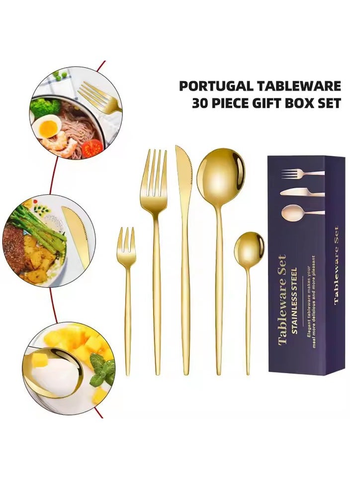 Stainless Steel 16-Piece Gold Cutlery Gift Box