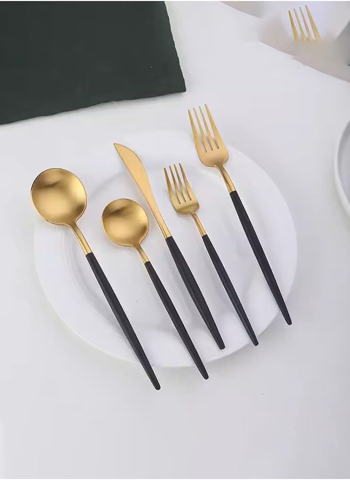 Stainless Steel 40-Piece Black Gold Cutlery Gift Box