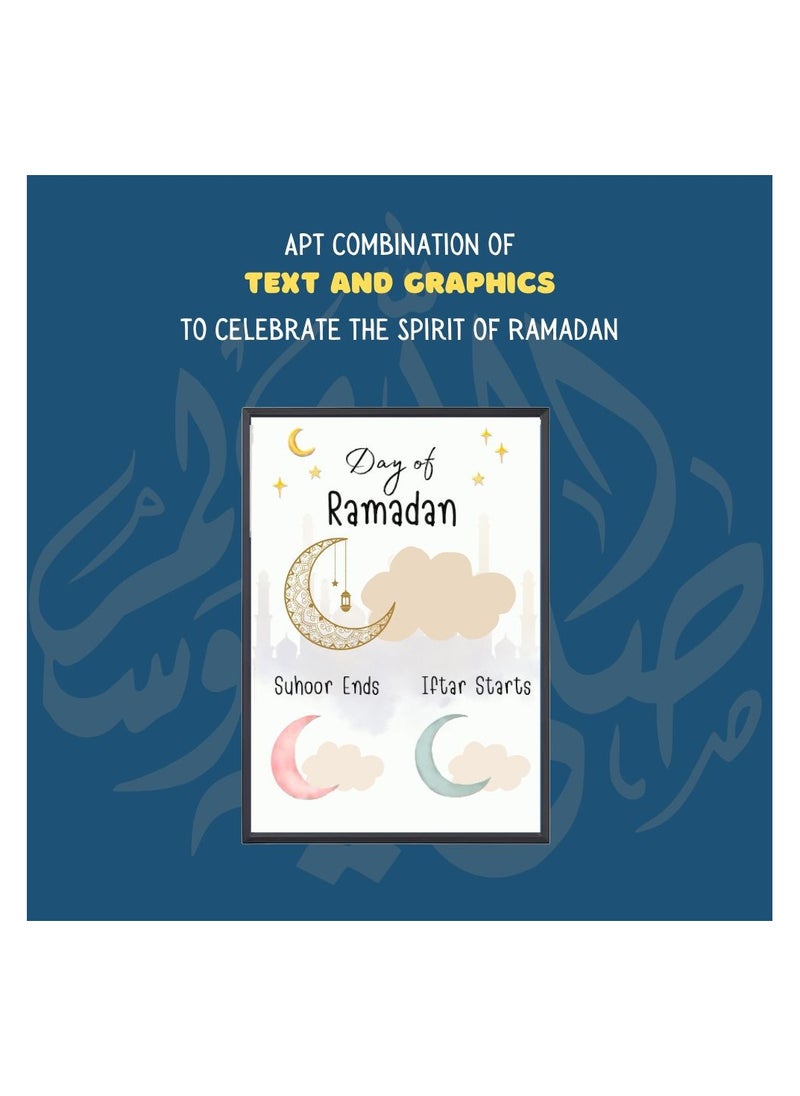 Ramadan A4 Photo Frame–Islamic Wall Art For Home And Office Decor–Inspirational Ramadan Decoration–Ideal For Living Room,Prayer Room Or Kids' Room