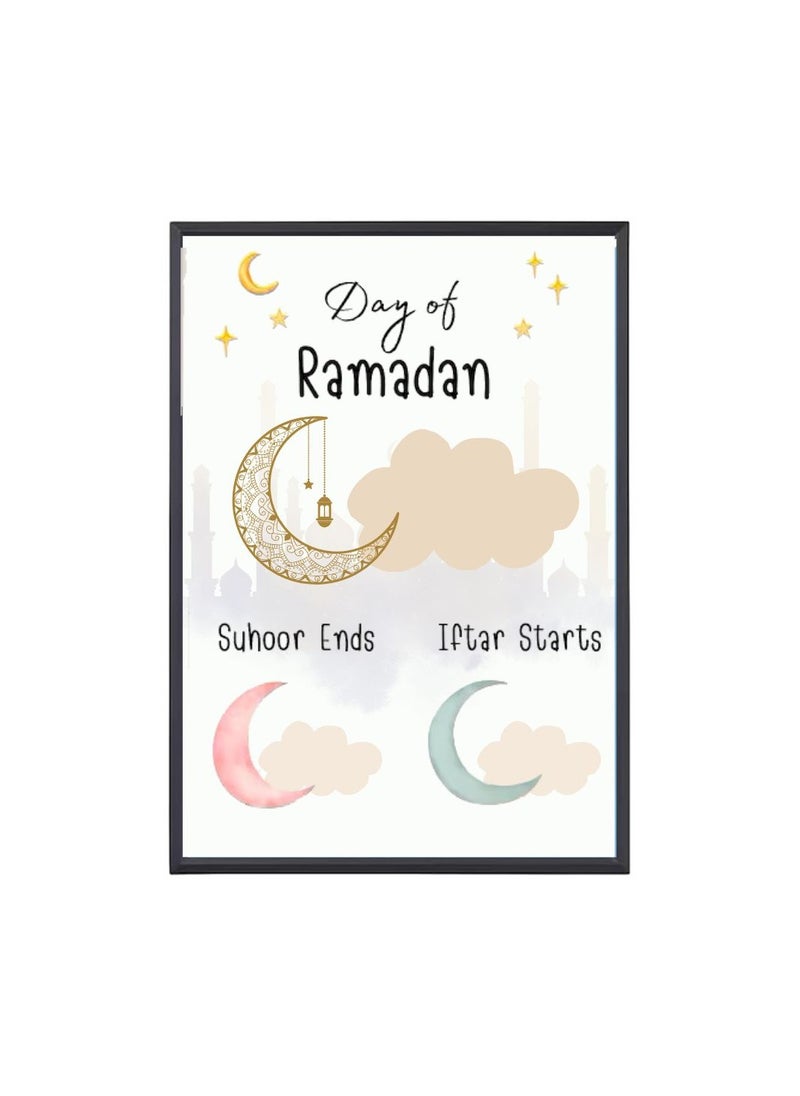 Ramadan A4 Photo Frame–Islamic Wall Art For Home And Office Decor–Inspirational Ramadan Decoration–Ideal For Living Room,Prayer Room Or Kids' Room