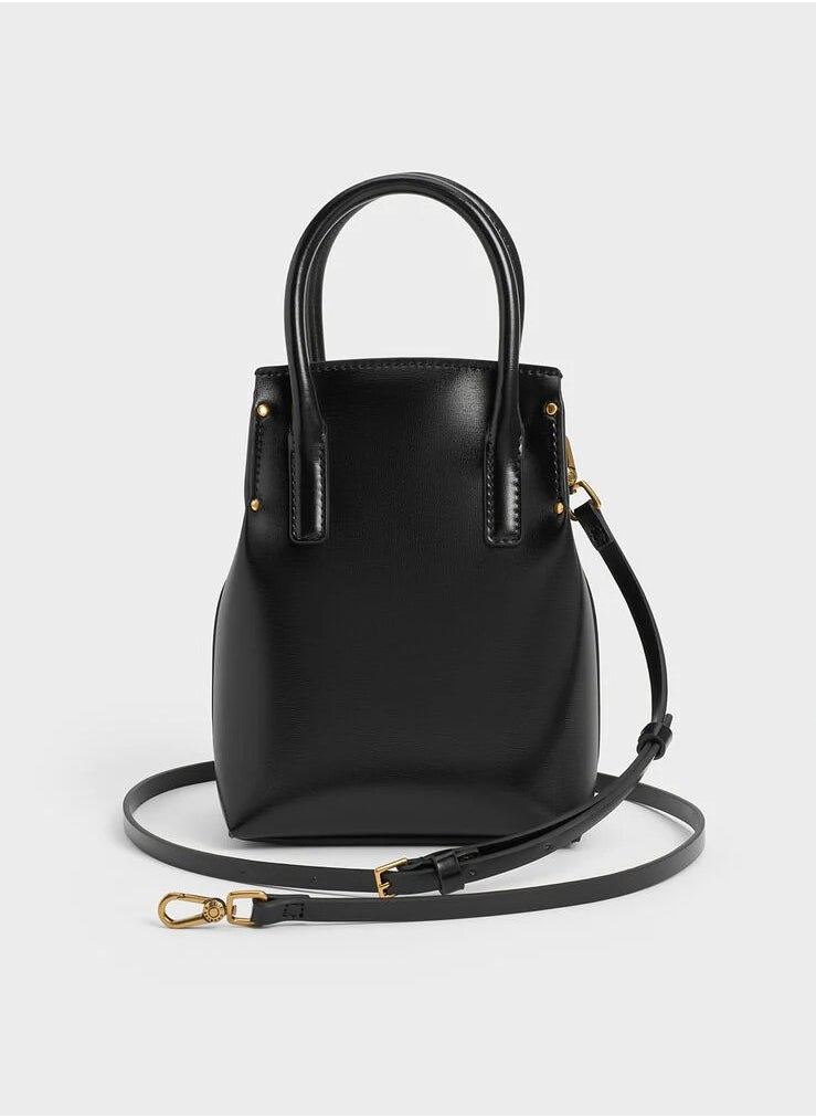 Rene Elongated Top Handle Bag & Crossbody Bag - Black