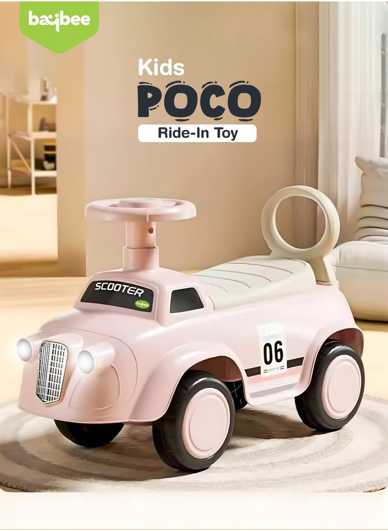 POCO Baby Ride on Car for Kids, Ride on Baby Car with Lights, Music, Backrest & Storage Space | Kids Push Car for Baby | Push Ride on Car for Kids Toddlers 1 to 3 Years Boys Girls Pink
