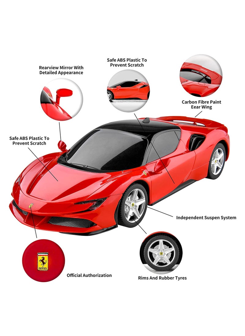 Remote Control Car 1:24 Scale Ferrari SF90 Stradale, Electric Sport Racing Hobby Toy Car, Suitable RC Cars for Adults & Kids, Halloween Christmas Birthday Gifts for Boys and Girls (Red)