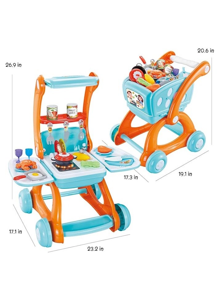 2 in 1 Pretend Kitchen Trolly set