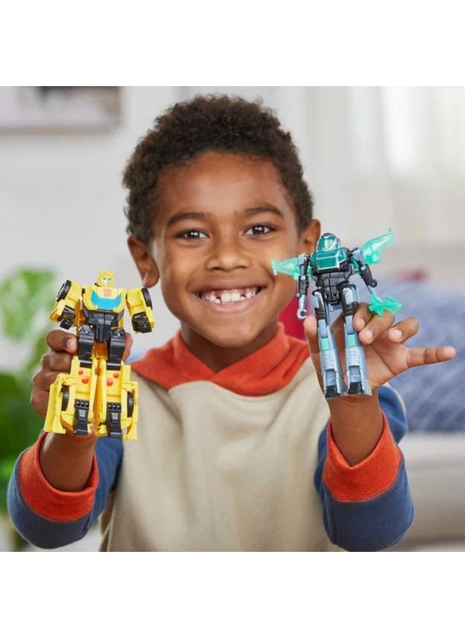 Transformers EarthSpark Cyber-Combiner Bumblebee and Mo Malto Robot Action Figures (12.5 cm)