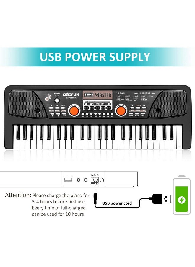 Kids Keyboard With Microphone, Kids Piano Keyboard For Beginners Electronic Piano With Mp3 Function/Audio Cable/ 16 Tones/ 49 Keys Music Toy Keyboards For Boys Girls Ages 3-12