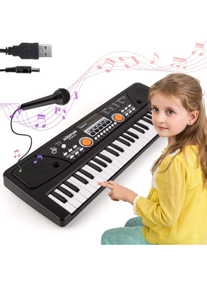 Kids Keyboard With Microphone, Kids Piano Keyboard For Beginners Electronic Piano With Mp3 Function/Audio Cable/ 16 Tones/ 49 Keys Music Toy Keyboards For Boys Girls Ages 3-12