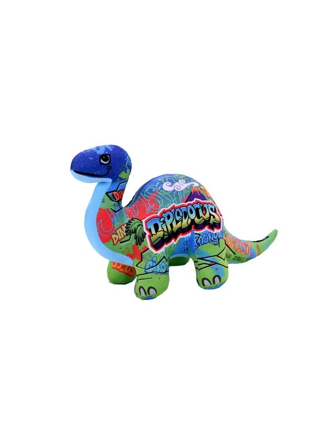 WILD REPUBLIC Graffiti Dino, Diplodocus, Stuffed Animal, 15 Inches, Plush Toy, Fill is Spun Recycled Water Bottles, Eco Friendly