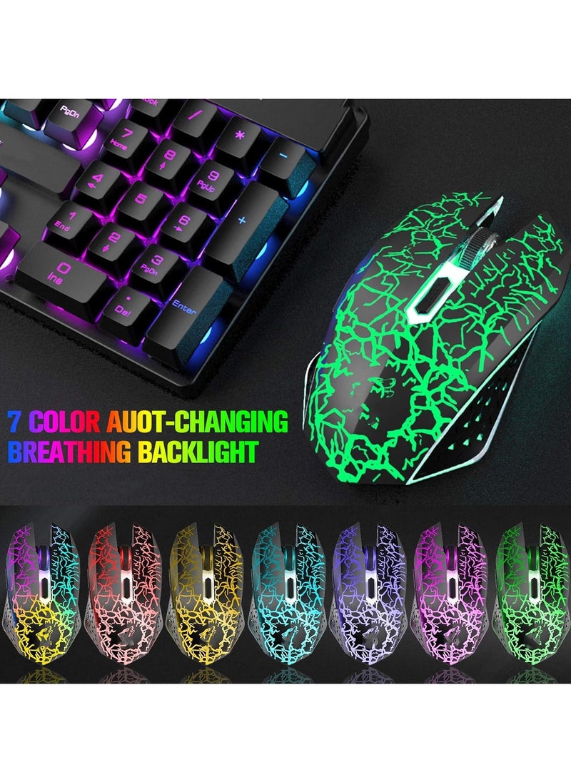 Gaming Keyboard, USB Wired Gaming Keyboard and Mouse Combo with Rainbow Backlight,104 Keys PC Gaming Keyboard and Mouse for Office Home Gaming, Wired Keyboard Mouse for PC Mac Window