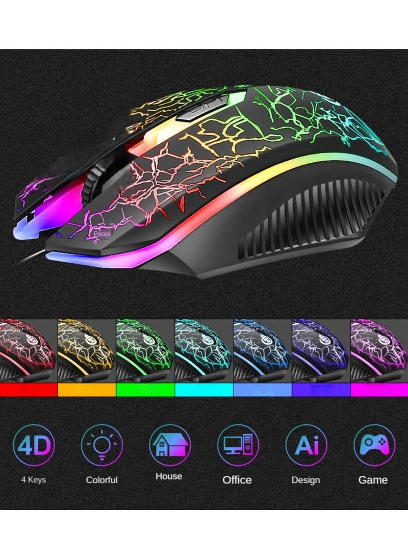 Gaming Keyboard, USB Wired Gaming Keyboard and Mouse Combo with Rainbow Backlight,104 Keys PC Gaming Keyboard and Mouse for Office Home Gaming, Wired Keyboard Mouse for PC Mac Window