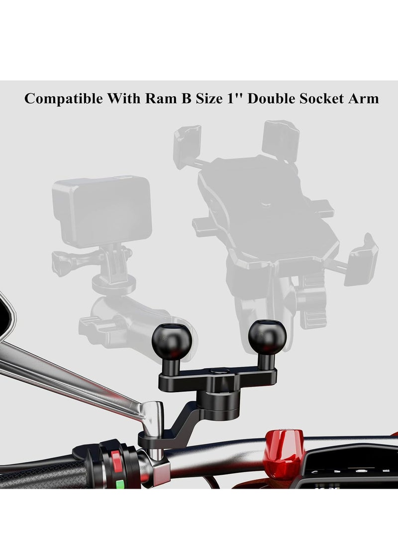 Aluminum Alloy Phone Holder Mount Base Bike Motorcycle Phone Mount Holder Base with RAM Mounts B Size 1 Inch Ball Double Socket Arm